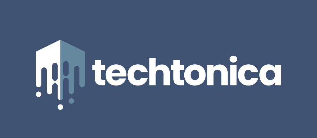Techtonica logo on blue